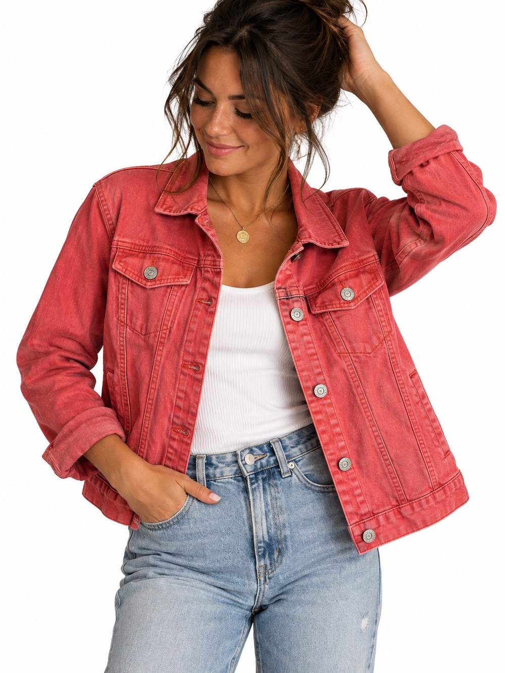 💗FREE WITH PURCHASE💗 Mudd Faded Coral Pink Denim Jacket